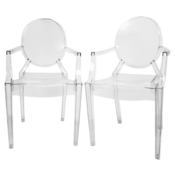 Baxton Studio Dymas Modern Acrylic Armed Ghost Chair, PK2 24-3179